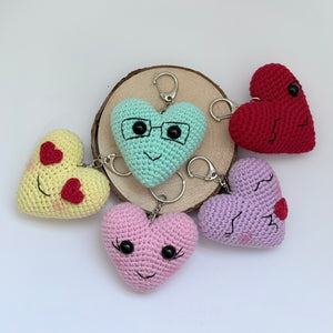 Hand Crochet Heart Keychains