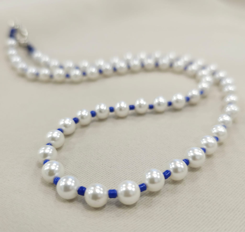 Blue and White Pearls Necklace