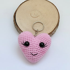 Hand Crochet Heart Keychains