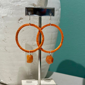 Iraca/ Straw orange Earrings