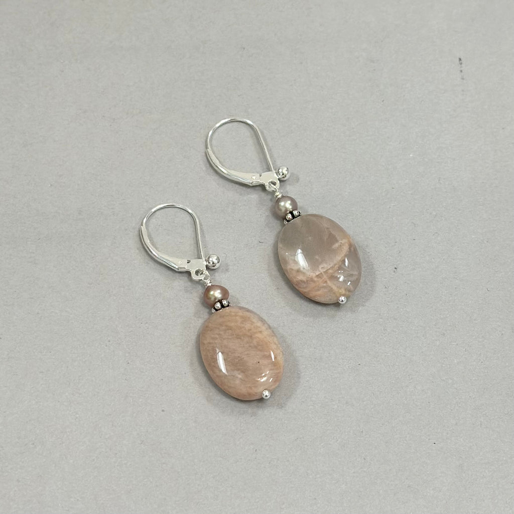 Moonstone and Pearl Earrings