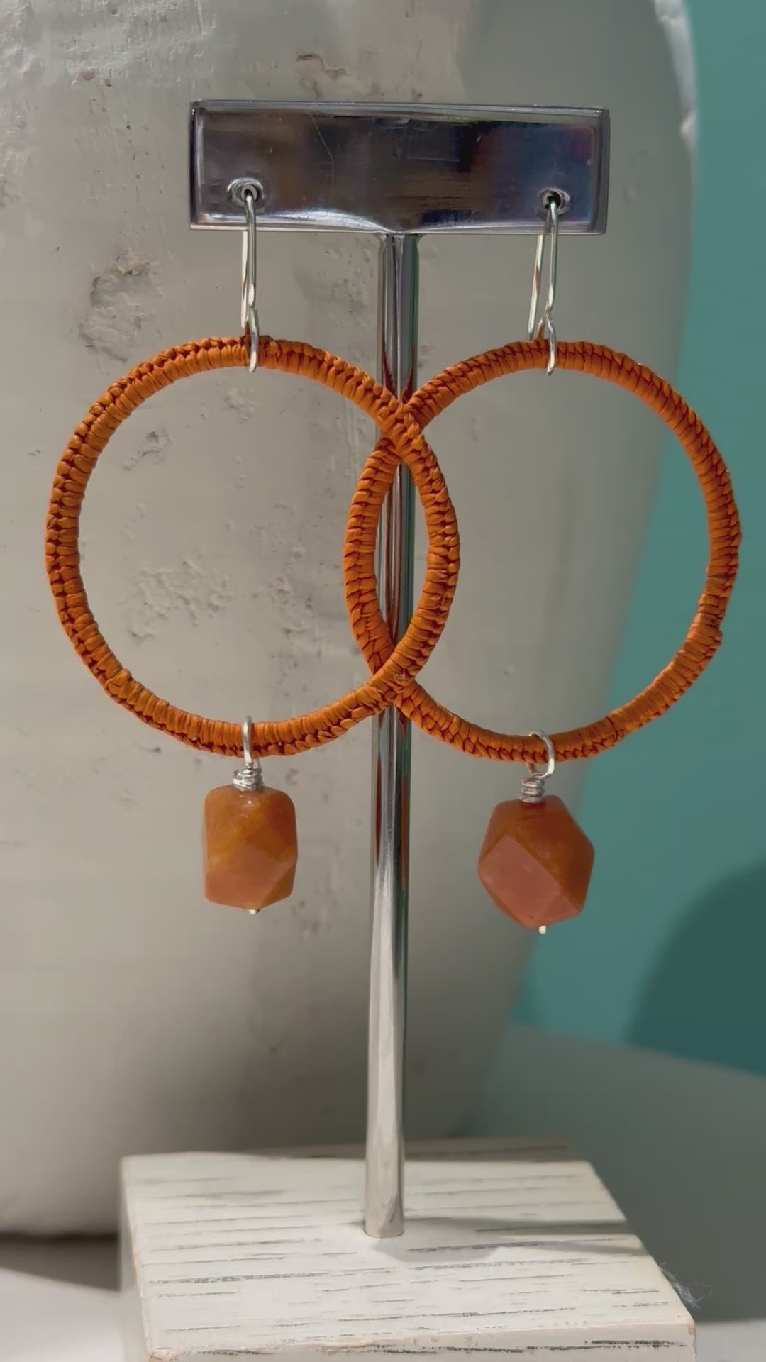 Iraca/ Straw orange Earrings